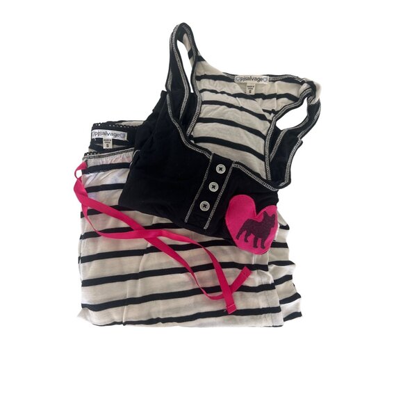 Pj Salvage Striped Frenchie Pajama Set - Picture 1 of 9